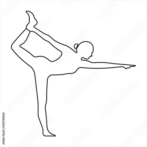 Yoga exercise continuous one line drawing of yoga pose vector illustration