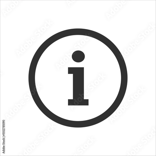 Information symbol inside black circle representing help or info button on transparent background