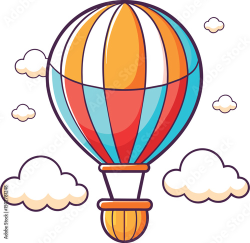 hot air balloon in sky vector illustration