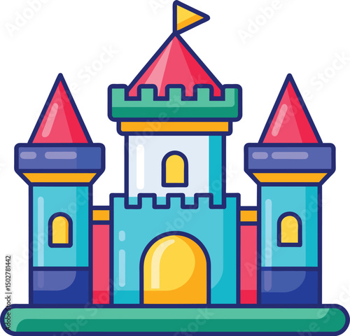 Fairyland Castle, kids' book castle vector illustration