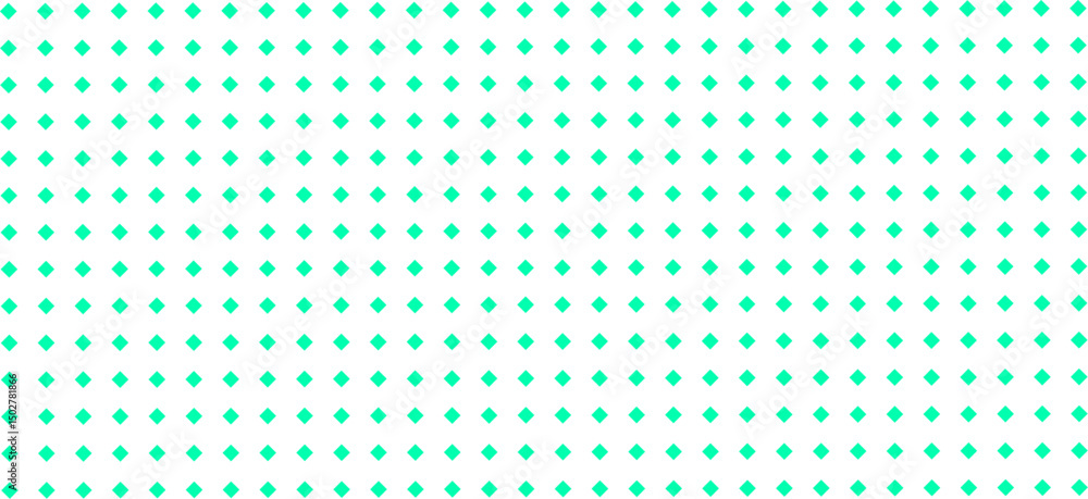 Seamless abstract pattern of evenly spaced green diamond shapes on a white background. Perfect for modern digital designs, textiles, wallpapers or backgrounds with a clean, geometric aesthetic. Seamless abstract pattern of evenly spaced green diamond shapes on a white background. Perfect for modern digital designs, textiles, wallpapers or backgrounds with a clean, geometric aesthetic.