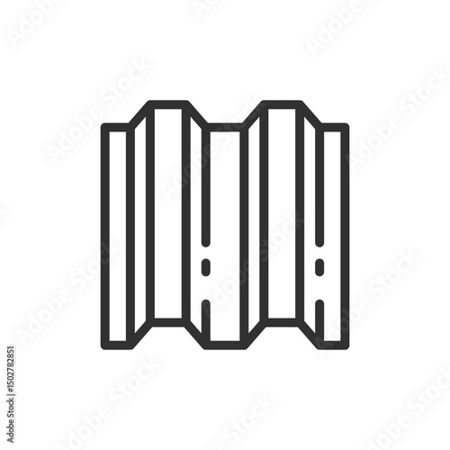 Corrugated sheet, linear icon. Metal roofing and siding material. Line with editable stroke.