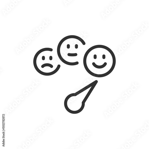 Emoticons with rating scale, linear icon. Customer feedback and satisfaction. Line with editable stroke.