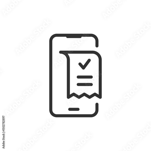 Mobile receipt, linear icon. Digital bill after payment. Line with editable stroke.