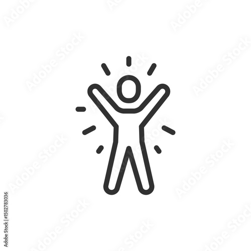 Wallpaper Mural Excited person, linear icon. Joy, celebration, personal growth, achievement, and success. Editable stroke. Torontodigital.ca