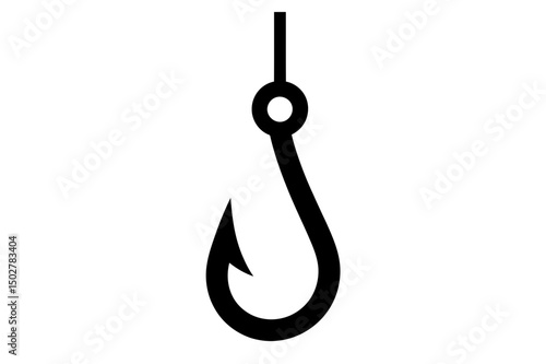 Fishing hook vector simple black and white design