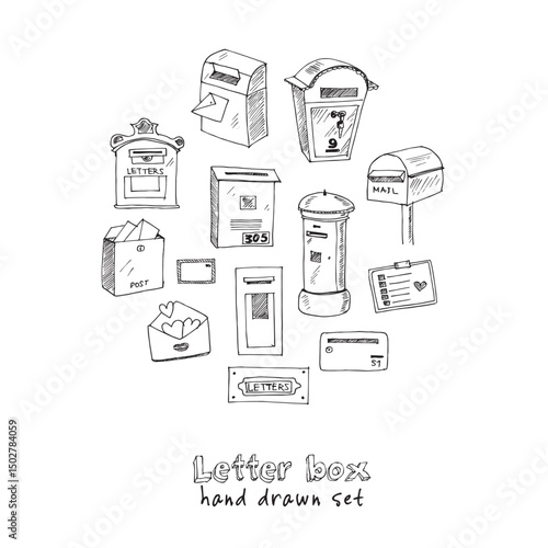 Wallpaper Mural Letter box hand drawn doodle set. Vector illustration. Isolated elements on white background. Symbol collection. Torontodigital.ca