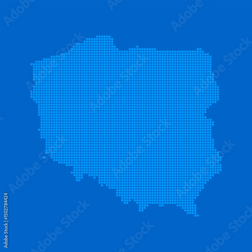 Blue halftone dot outline map background of Poland