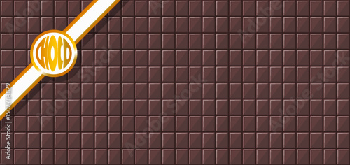 Vector texture background or wallpaper. Gift huge dark chocolate bar. Sweet brown tile. Tasty food.