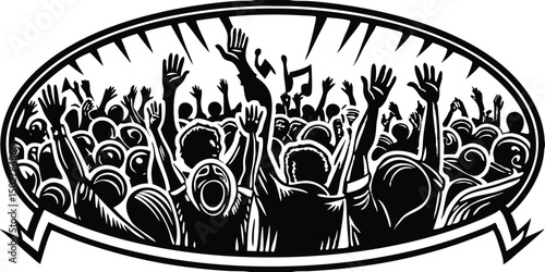 Energetic crowd cheering at a concert event