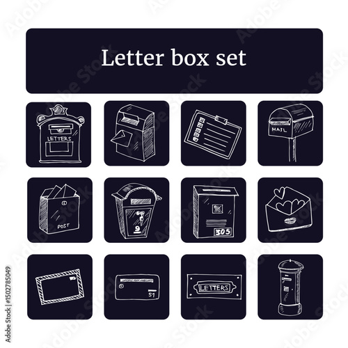 Wallpaper Mural Letter box hand drawn doodle set. Vector illustration. Isolated elements on white background. Symbol collection. Torontodigital.ca