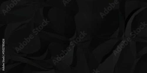 Crumple Black obsolete billboard rumple. wrinkle ripped creased black crumple aged closeup craft document grunge recycling paper background.	
