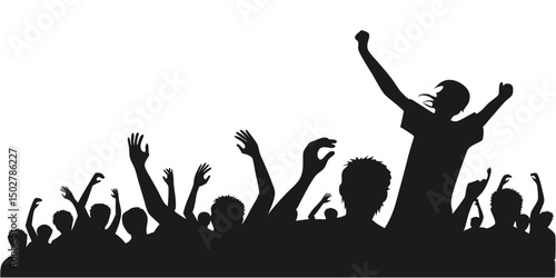 Excited crowd cheering at concert event
