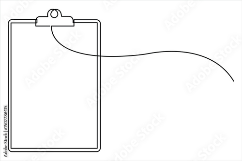 Continuous one line art drawing of clipboard with a checklist design. clipboard with a checklist one line vector illustration