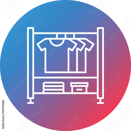 Clothes Hanger Line Gradient Circle Background Icon
