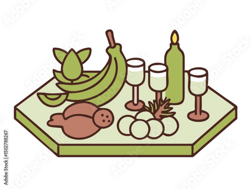 Fresh vector illustration of a healthy fruit and vegetable set