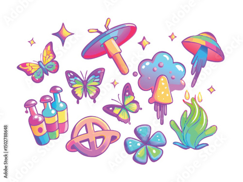 A delightful cartoon vector illustration features alphabet letters and numbers, including a prominent letter 'A', adorned with butterflies, flowers, and cute insects, perfect for a baby shower card
