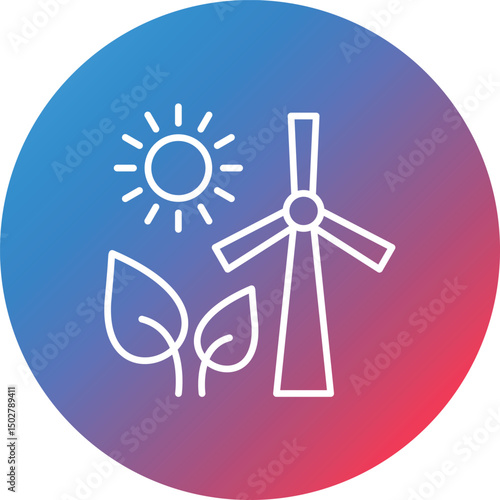 Energy Sources Line Gradient Circle Background Icon