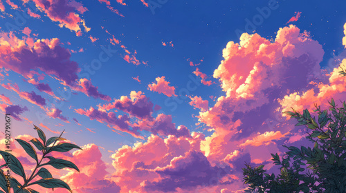 Vibrant sky during a hot summer afternoon