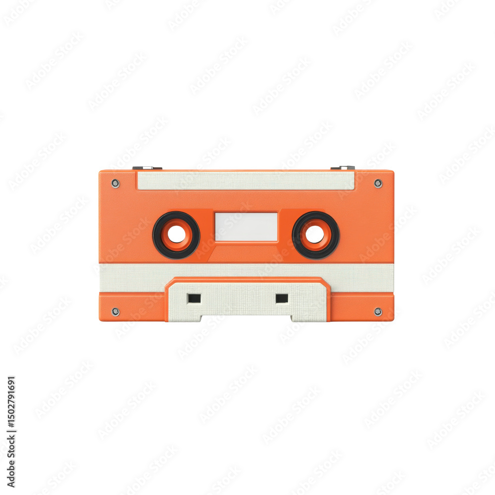 Fototapeta premium Retro Orange Cassette Tape - Vintage Audio Media