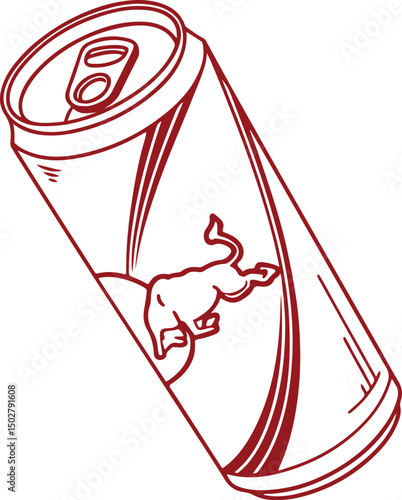 Canvas Print Vector Illustration of Energy Drink Can – Red Bull Style