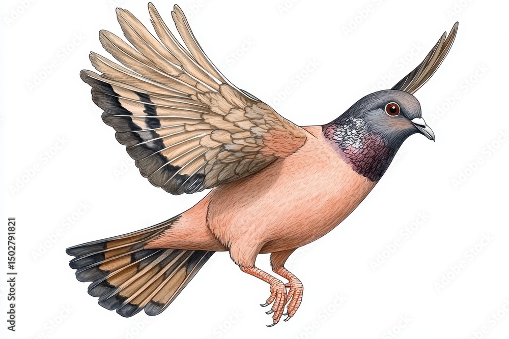 Obraz premium Tan and Brown Bird in Flight, Detailed Illustration