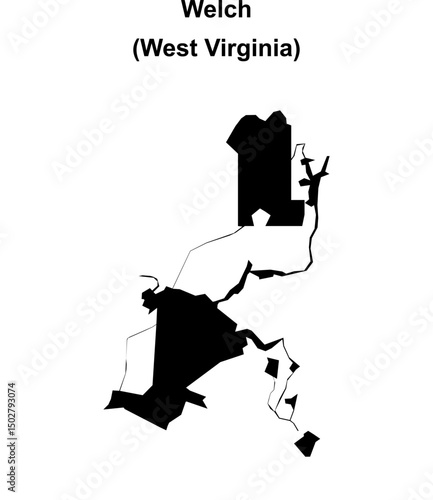 Welch (West Virginia) blank outline map