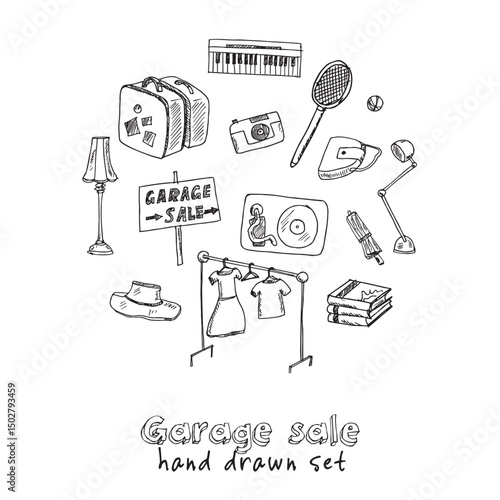 Wallpaper Mural Garage hand drawn doodle set. Vector illustration. Isolated elements on white background. Symbol collection. Torontodigital.ca