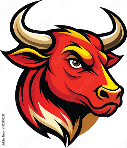 Red Bull with horns mascot logo vector illustration