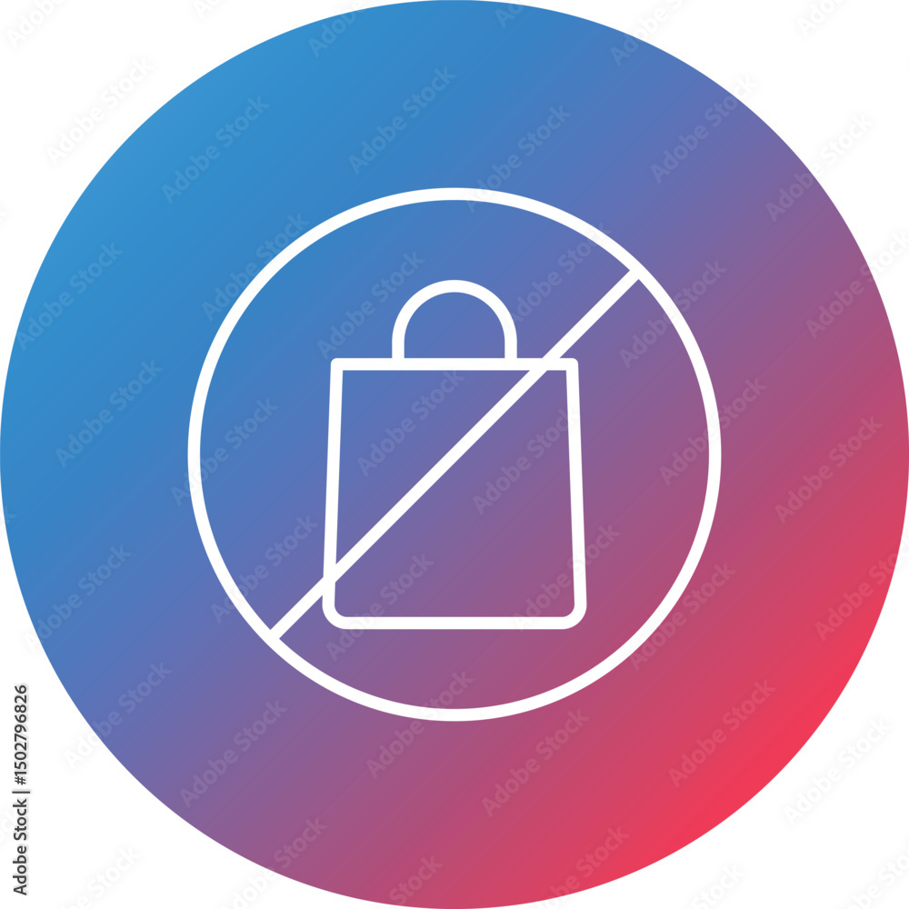No Plastic Bags Line Gradient Circle Background Icon No Plastic Bags Line Gradient Circle Background Icon