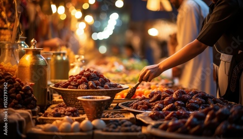 Traditional Middle Eastern Market Place with Rich Offer of Dates