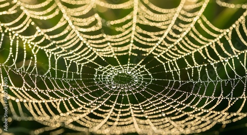 Spiderweb Covered in Dew Drops