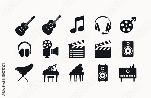 Collection of Black and White Entertainment Icons