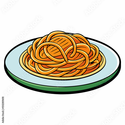 pasta on a plate vector illustration
