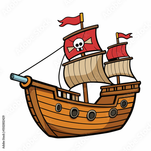  vintage pirate ship vector illustration