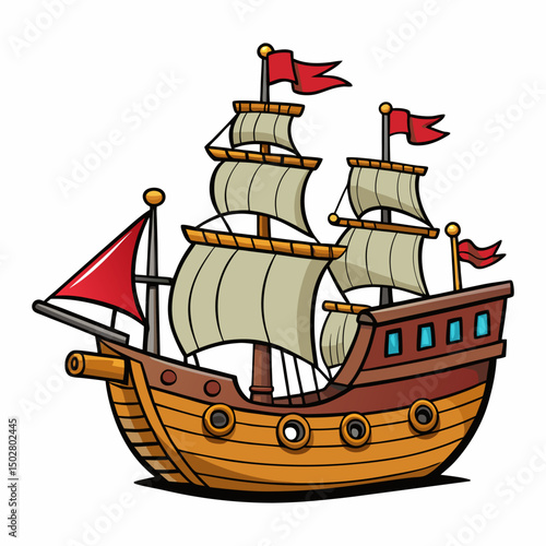  vintage pirate ship vector illustration
