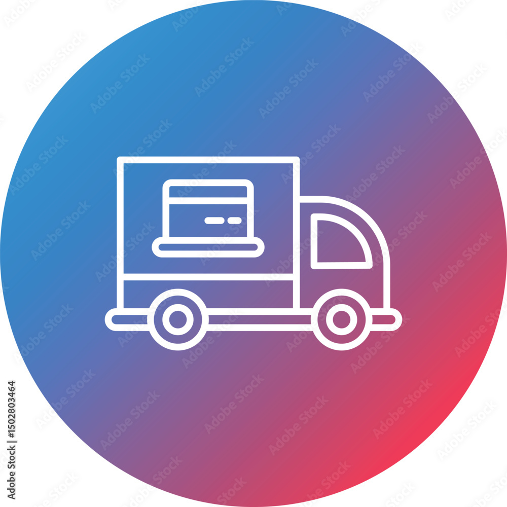 Food Truck Line Gradient Circle Background Icon Food Truck Line Gradient Circle Background Icon