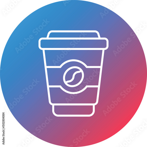 Coffee Cup Line Gradient Circle Background Icon