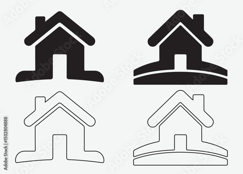 Silhouette house ion set. home or house logo icon