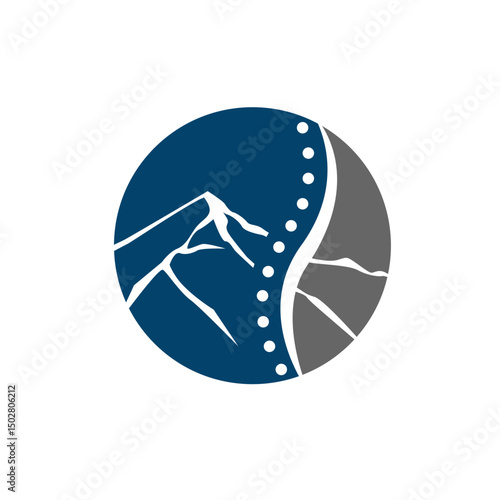 modern chiropractic logo design graphic shilhouette of mountain and spine for spinal care brand vector template illustration