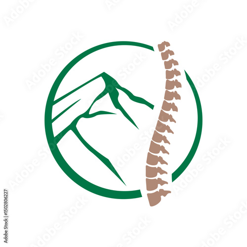 modern chiropractic logo design graphic shilhouette of mountain and spine for spinal care brand vector template illustration