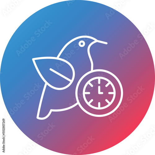 Early Bird Line Gradient Circle Background Icon