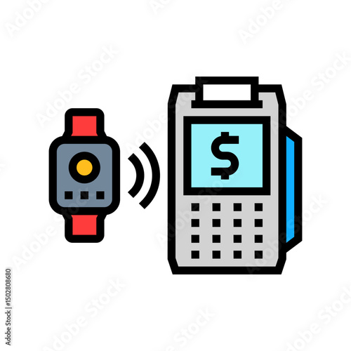 contactless wearable payment fintech color icon vector illustration