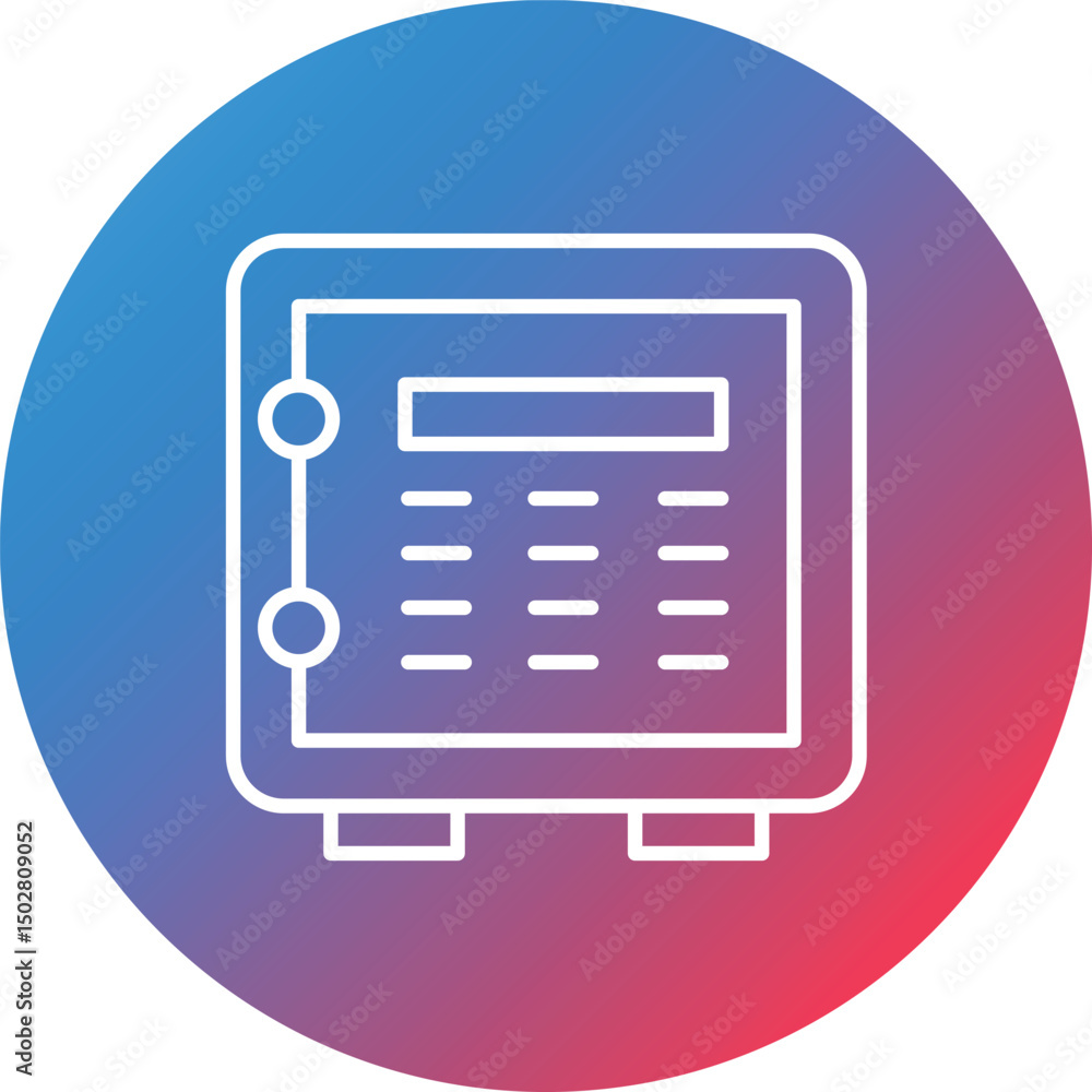Safe Box Line Gradient Circle Background Icon Safe Box Line Gradient Circle Background Icon