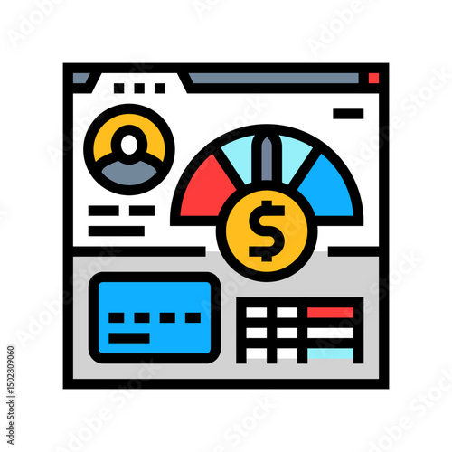 personalized financial health score color icon vector illustration