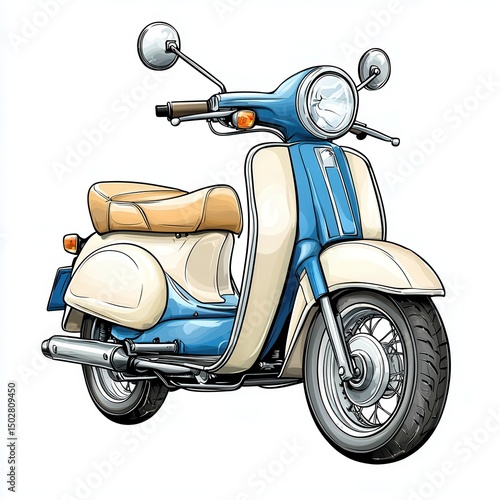 Wallpaper Mural Vintage Blue and Cream Scooter Illustration Torontodigital.ca