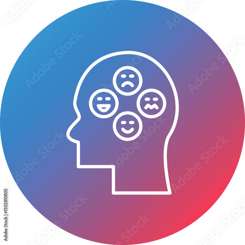 Emotions Line Gradient Circle Background Icon