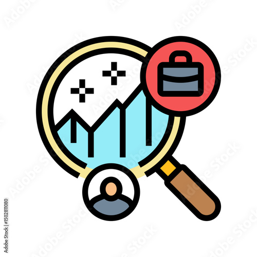 predictive hiring algorithms head hunting color icon vector illustration