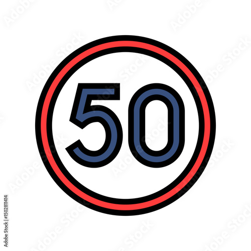 speed limit highway road color icon vector illustration