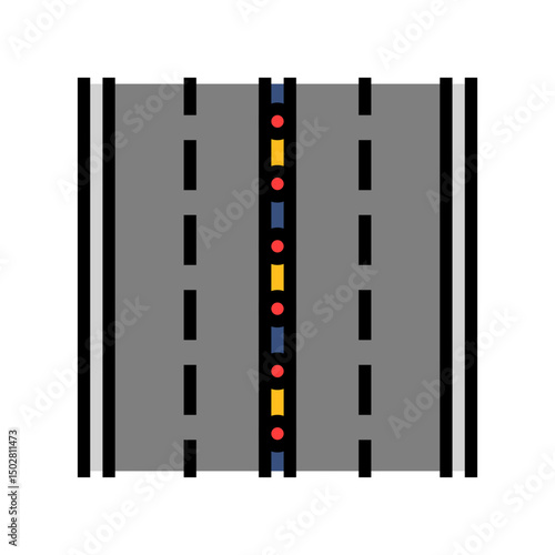 lane dividers highway road color icon vector illustration